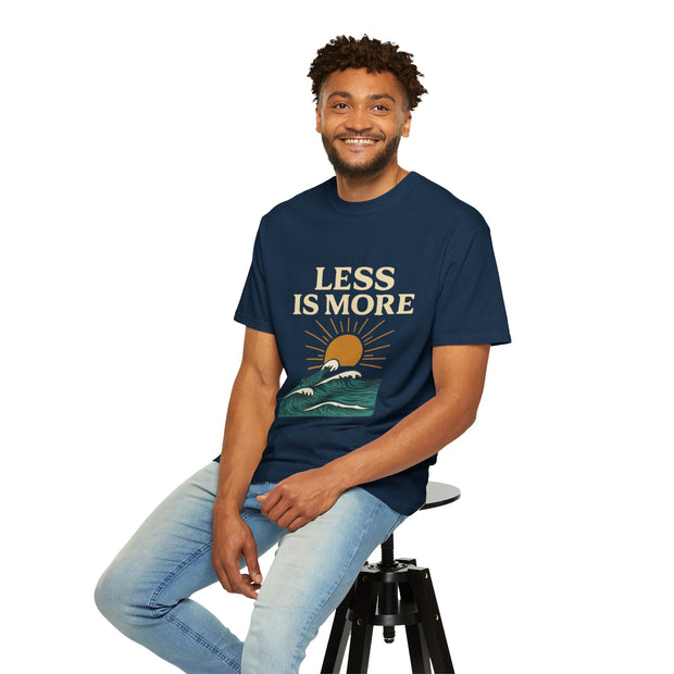 Unisex Garment-Dyed T-Shirt - 'Less is More' Vintage Wave Design