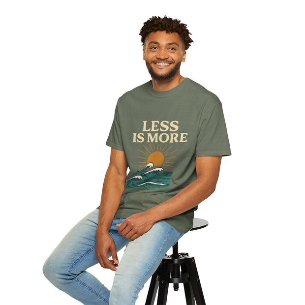 Unisex Garment-Dyed T-Shirt - 'Less is More' Vintage Wave Design