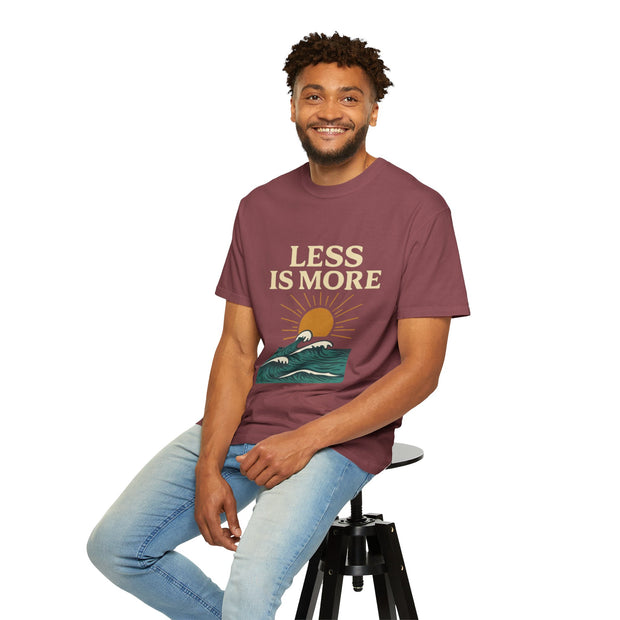 Unisex Garment-Dyed T-Shirt - 'Less is More' Vintage Wave Design